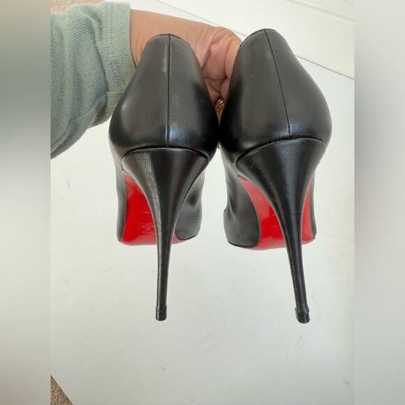 Christian Louboutin Black leather Pigalle 100mm pointed toe pumps EU 39.5 - Picture 6 of 10